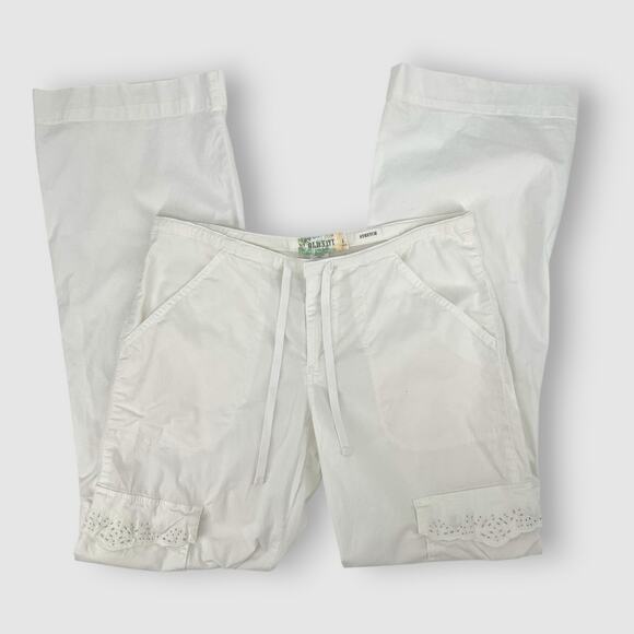 Y2k Old Navy White Eyelet Trim Cargo Pants Women’s Size 6 Regular Stretch - Picture 1 of 7